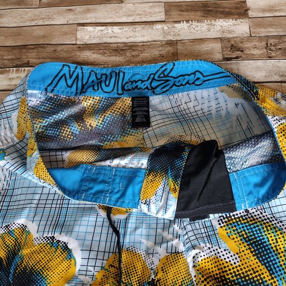 Maui And Sons Board Shorts Mens Size 34 Multicolor Floral Beach Swim Trunks - Picture 6 of 12
